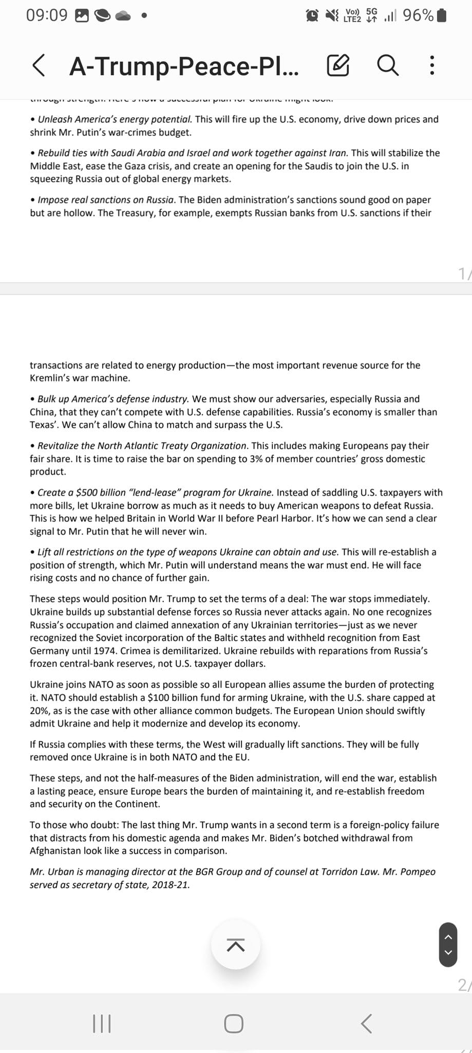 Майк Помпео про можливий план Трампа